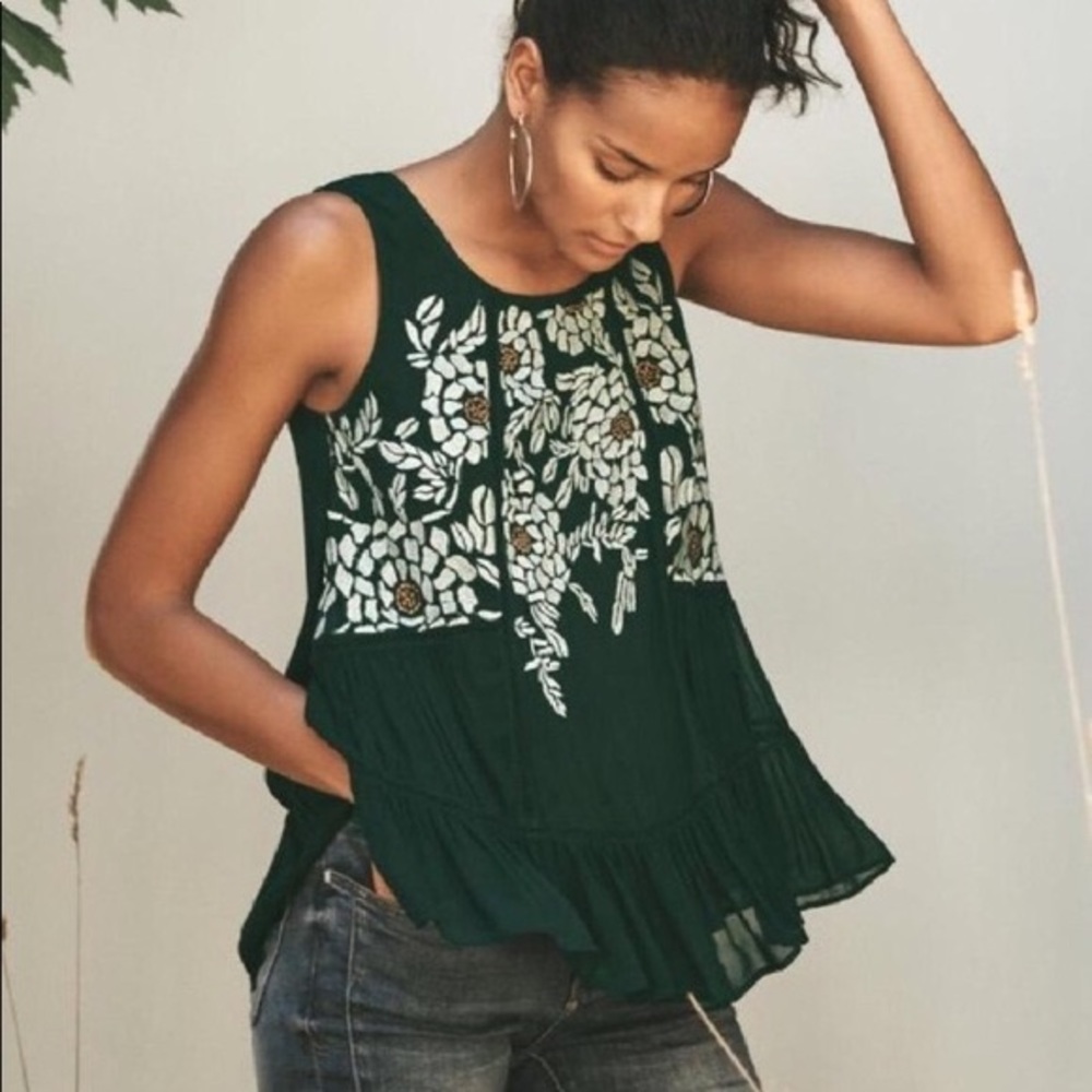 Anthropologie Floreat Roselle Enbroidered Top XS